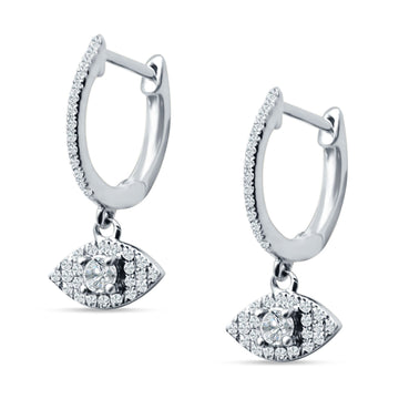 Evil Eye Huggie Hoop Earring Cubic Zirconia 925 Sterling Silver Wholesale
